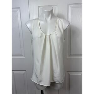 Ellen Tracy Ivory Scoop Neck Women's Top Sleeveless Size S